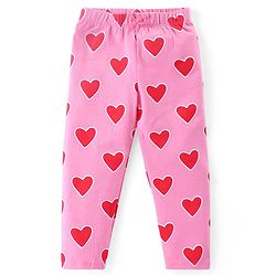 Babyhug Cotton Lycra Knit Full Length Leggings with Heart & Polka Dots Print Pack of 3 - Blue & Pink