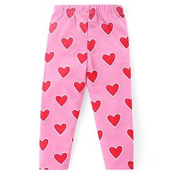 Babyhug Cotton Lycra Knit Full Length Leggings with Heart & Polka Dots Print Pack of 3 - Blue & Pink