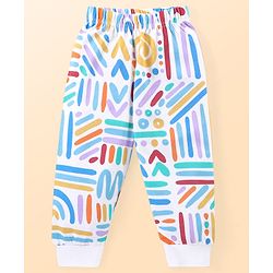 Babyhug Cotton Knit Full Sleeves Printed Night Suit  - White