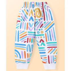 Babyhug Cotton Knit Full Sleeves Printed Night Suit  - White