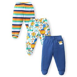 Babyhug Interlock Knit Bootie Leggings with Striped Tiger & Cow Print Pack of 3 - Multicolour