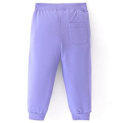 Babyhug Cotton Knit Full Length Lounge Pants With Butterflies Print - Lilac