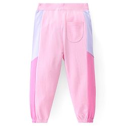 Babyhug Cotton Terry Knit Full Length Lounge Pant with Text Print - Pink
