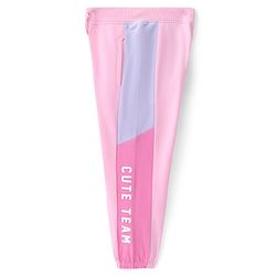 Babyhug Cotton Terry Knit Full Length Lounge Pant with Text Print - Pink