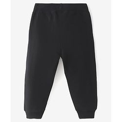 Babyhug Cotton Knit Full Length Lounge Pant Cut & Sew Design with Text Print - Black