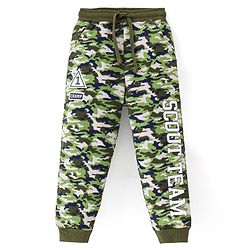 Babyhug Cotton Terry Knit Full Length Camouflage Printed Track Pant - Green