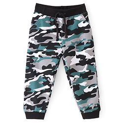 Babyhug Terry Cotton Knit Full Length Lounge Pant with Camouflage Print - Blue