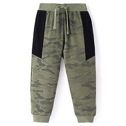 Babyhug Cotton Terry Knit Full Length Camouflage Printed Track Pant - Green