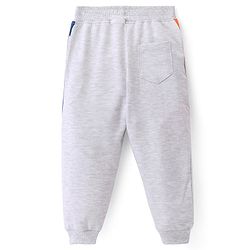 Babyhug Cotton Terry Knit Full Length Colour Block Design Lounge Pant with Text Print - Grey