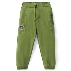 Babyhug Cotton Terry Knit Full Length Lounge Pant with Fox Applique - Green