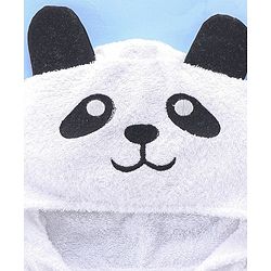 Babyhug Woven Terry Full Sleeve Bathrobe with Panda Print- White