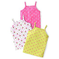 Babyhug 100% Cotton Knit Singlet Sleeves Slips With Heart Print Pack of 3- Multicolor