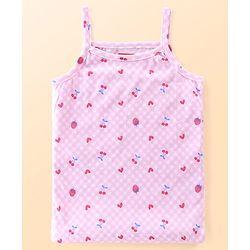 Babyhug 100% Cotton Knit Singlet Sleeves Slips Floral & Fruits Print Pack of 3 - White Pink & Blue
