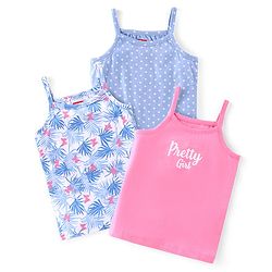 Babyhug 100% Cotton Knit Sleeveless Slips With Polka Dot Print Pack of 3 - Blue & Pink