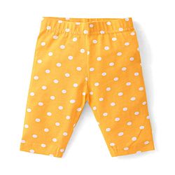 Babyhug Cotton Lycra Three Fourth Leggings with Polka Dots & Floral Print Pack of 3 - Multicolour