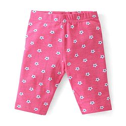 Babyhug Cotton Lycra Three Fourth Leggings with Polka Dots & Floral Print Pack of 3 - Multicolour