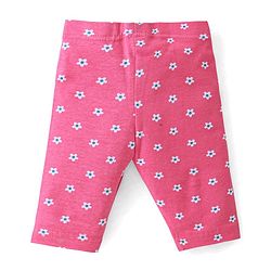 Babyhug Cotton Lycra Three Fourth Leggings with Polka Dots & Floral Print Pack of 3 - Multicolour