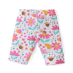 Babyhug Cotton Lycra Three Fourth Leggings with Polka Dots & Floral Print Pack of 3 - Multicolour