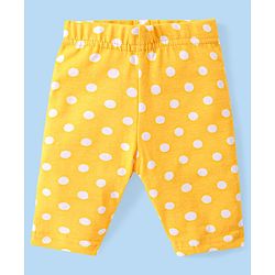Babyhug Cotton Lycra Knit  Three Fourth Leggings with Floral & Polka Dots Print  Pack of 3 - Pink Yellow & White