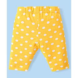Babyhug Cotton Lycra Knit  Three Fourth Leggings with Floral & Polka Dots Print  Pack of 3 - Pink Yellow & White