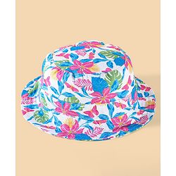 Babyhug Two Layer Cotton Woven Bucket Hat With Floral Print - Multicolor