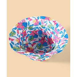 Babyhug Two Layer Cotton Woven Bucket Hat With Floral Print - Multicolor