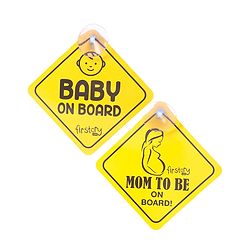 Babyhug Mom To Be On Board And Baby On Board Car Safety Sign With Suction Cup Pack Of 2 - Yellow