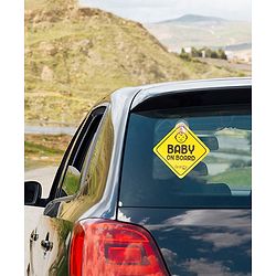 Babyhug Mom To Be On Board And Baby On Board Car Safety Sign With Suction Cup Pack Of 2 - Yellow
