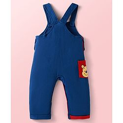 Babyhug Disney Single Jersey Knit Dungaree & Full Sleeves T-Shirt With Winnie The Pooh Graphics & Pocket Detailing - Blue & Red