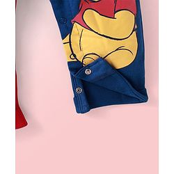 Babyhug Disney Single Jersey Knit Dungaree & Full Sleeves T-Shirt With Winnie The Pooh Graphics & Pocket Detailing - Blue & Red