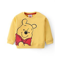 Babyhug Disney Terry Knit Full Sleeves Sweatshirt & Jogger With Winnie the Pooh Graphics and Sherpa Sleeves Detailing - Yellow