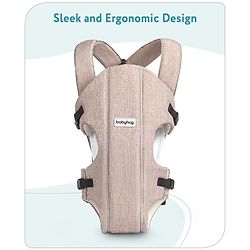 Babyhug Travel Nest Baby Carrier - 100% Polyester, 3 Carrying Positions (Inward Facing, Outward Facing, Back Carrying), Adjustable Straps, Lightweight Free Size (3.5-9kg, 3-12 Months), Hand Washable - Beige