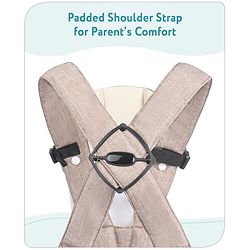 Babyhug Travel Nest Baby Carrier - 100% Polyester, 3 Carrying Positions (Inward Facing, Outward Facing, Back Carrying), Adjustable Straps, Lightweight Free Size (3.5-9kg, 3-12 Months), Hand Washable - Beige