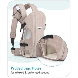 Babyhug Travel Nest Baby Carrier - 100% Polyester, 3 Carrying Positions (Inward Facing, Outward Facing, Back Carrying), Adjustable Straps, Lightweight Free Size (3.5-9kg, 3-12 Months), Hand Washable - Beige