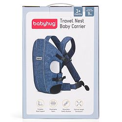 Babyhug Travel Nest Baby Carrier - 100% Polyester, 3 Carrying Positions (Inward Facing, Outward Facing, Back Carrying), Adjustable Straps, Lightweight Free Size (3.5-9kg, 3-12 Months), Hand Washable - Beige