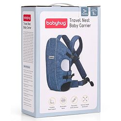 Babyhug Travel Nest Baby Carrier - 100% Polyester, 3 Carrying Positions (Inward Facing, Outward Facing, Back Carrying), Adjustable Straps, Lightweight Free Size (3.5-9kg, 3-12 Months), Hand Washable - Beige