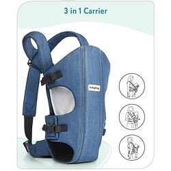 Babyhug Travel Nest Baby Carrier - 100% Polyester, 3 Carrying Positions (Inward Facing, Outward Facing, Back Carrying), Adjustable Straps, Lightweight Free Size (3.5-9kg, 3-12 Months), Hand Washable - Beige