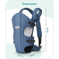 Babyhug Travel Nest Baby Carrier - 100% Polyester, 3 Carrying Positions (Inward Facing, Outward Facing, Back Carrying), Adjustable Straps, Lightweight Free Size (3.5-9kg, 3-12 Months), Hand Washable - Beige