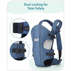 Babyhug Travel Nest Baby Carrier - 100% Polyester, 3 Carrying Positions (Inward Facing, Outward Facing, Back Carrying), Adjustable Straps, Lightweight Free Size (3.5-9kg, 3-12 Months), Hand Washable - Beige