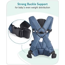 Babyhug Travel Nest Baby Carrier - 100% Polyester, 3 Carrying Positions (Inward Facing, Outward Facing, Back Carrying), Adjustable Straps, Lightweight Free Size (3.5-9kg, 3-12 Months), Hand Washable - Beige