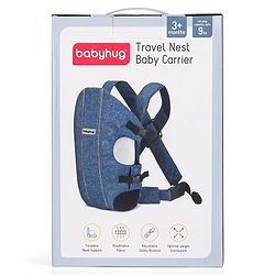 Babyhug Travel Nest Baby Carrier - 100% Polyester, 3 Carrying Positions (Inward Facing, Outward Facing, Back Carrying), Adjustable Straps, Lightweight Free Size (3.5-9kg, 3-12 Months), Hand Washable - Beige