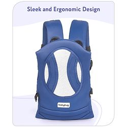 Babyhug Fortune Baby Carrier - 100% Polyester, 4 Positions (Horizontal, Inward, Outward, Back), Ergonomic for 0-12 Months (3.5-14 kg), Adjustable Waistband, Lightweight, Free Size, Hand Washable - Blue