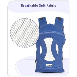 Babyhug Fortune Baby Carrier - 100% Polyester, 4 Positions (Horizontal, Inward, Outward, Back), Ergonomic for 0-12 Months (3.5-14 kg), Adjustable Waistband, Lightweight, Free Size, Hand Washable - Blue