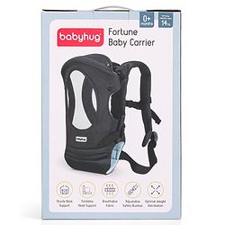 Babyhug Fortune Baby Carrier - 100% Polyester, 4 Positions (Horizontal, Inward, Outward, Back), Ergonomic for 0-12 Months (3.5-14 kg), Adjustable Waistband, Lightweight, Free Size, Hand Washable - Blue