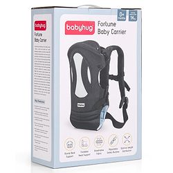 Babyhug Fortune Baby Carrier - 100% Polyester, 4 Positions (Horizontal, Inward, Outward, Back), Ergonomic for 0-12 Months (3.5-14 kg), Adjustable Waistband, Lightweight, Free Size, Hand Washable - Blue
