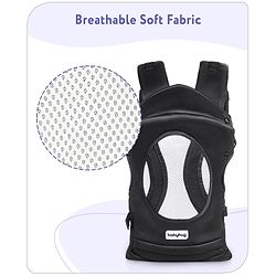 Babyhug Fortune Baby Carrier - 100% Polyester, 4 Positions (Horizontal, Inward, Outward, Back), Ergonomic for 0-12 Months (3.5-14 kg), Adjustable Waistband, Lightweight, Free Size, Hand Washable - Blue