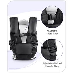 Babyhug Fortune Baby Carrier - 100% Polyester, 4 Positions (Horizontal, Inward, Outward, Back), Ergonomic for 0-12 Months (3.5-14 kg), Adjustable Waistband, Lightweight, Free Size, Hand Washable - Blue