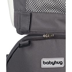 Babyhug Little Voyager Hip Seat Baby Carrier - 100% Polyester, 3 Positions (Inward, Outward, Back Carrying), Ergonomic Design for 4-36 Months (3.5-14.9kg), Adjustable Lumbar Belt, Lightweight, Free Size, Hand Washable - Grey