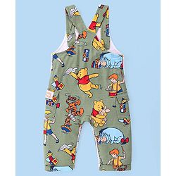 Babyhug Disney Single Jersey Knit Dungaree with Full Sleeve T-Shirt Winnie The Pooh Print - Olive Green & White