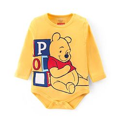 Babyhug Disney Interlock Knit Full Sleeves Onesie with Leggings and Cap Winnie The Pooh Graphic -Yellow & Light Green